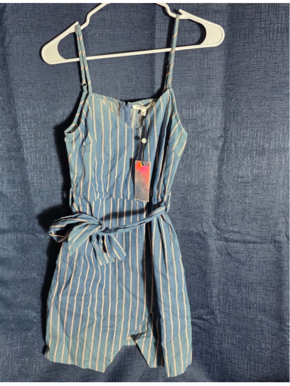 Women's AFTER MARKET Blue & White Striped Romper S Patriotic cottagecore y2k 90s